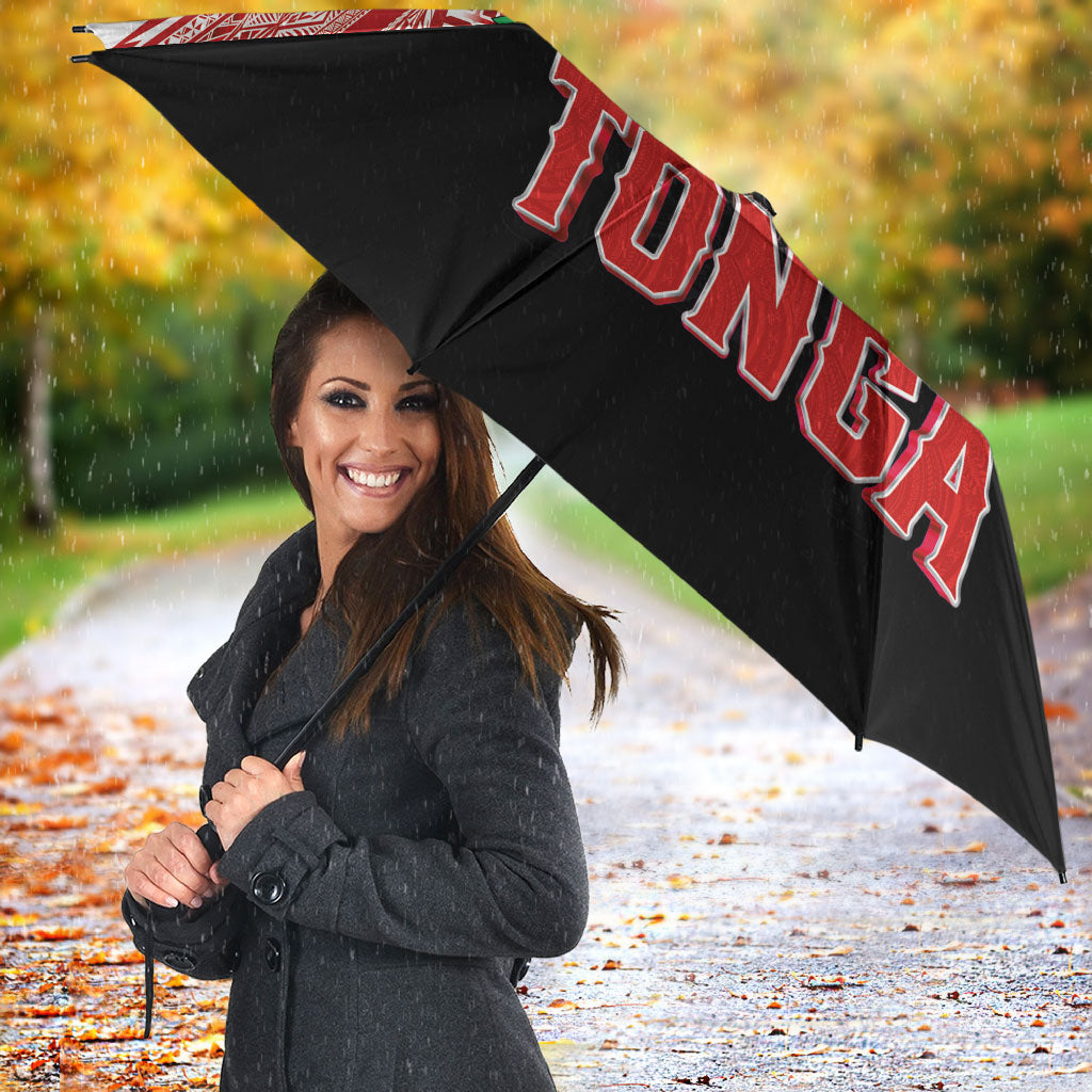 Mate Ma'a Tonga Umbrella Traditional Warrior and Ngatu Art Pattern LT03 - Polynesian Pride