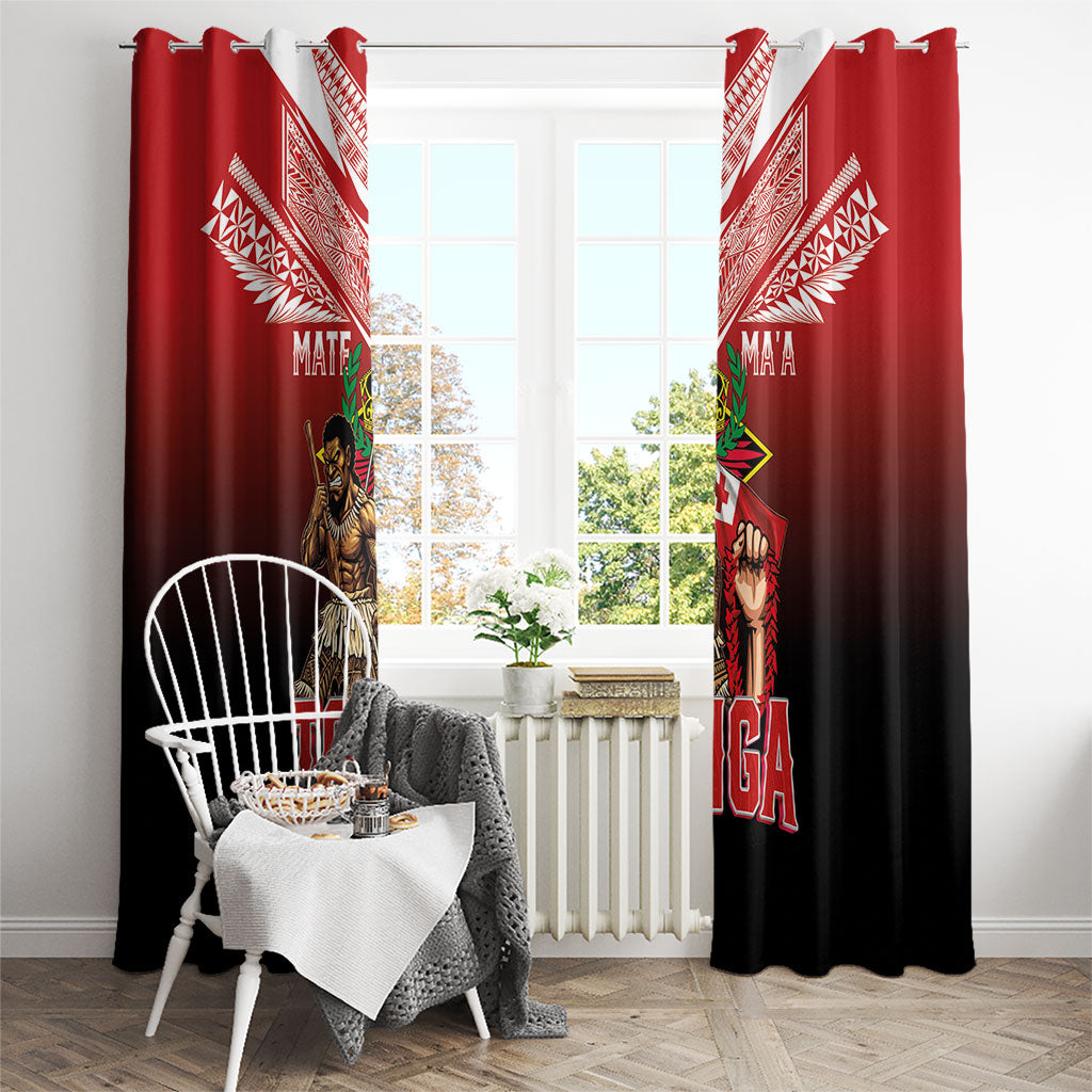 Mate Ma'a Tonga Window Curtain Traditional Warrior and Ngatu Art Pattern LT03 - Polynesian Pride
