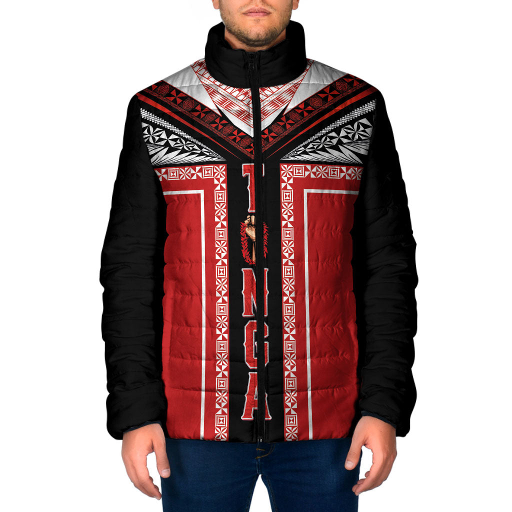 Tonga Padded Jacket Tribal Pacific Ngatu Motif LT03 Men Red - Polynesian Pride