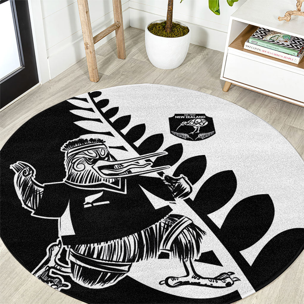 Aotearoa Rugby League Round Carpet Kiwi Haka and Fern - Sporty Style