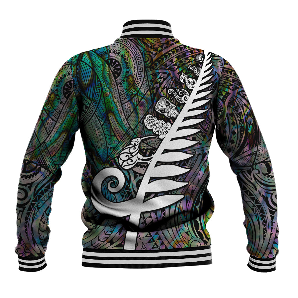 New Zealand Baseball Jacket Aotearoa Symbols With Silver Fern LT03 - Polynesian Pride