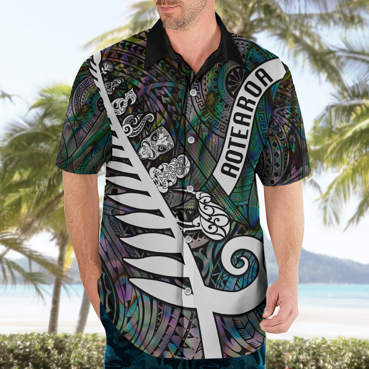 New Zealand Hawaiian Shirt Aotearoa Symbols With Silver Fern LT03 - Polynesian Pride