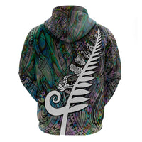 New Zealand Hoodie Aotearoa Symbols With Silver Fern LT03 - Polynesian Pride