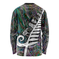 New Zealand Long Sleeve Shirt Aotearoa Symbols With Silver Fern LT03 - Polynesian Pride