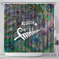 New Zealand Shower Curtain Aotearoa Symbols With Silver Fern LT03 - Polynesian Pride