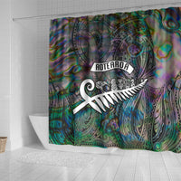New Zealand Shower Curtain Aotearoa Symbols With Silver Fern LT03 - Polynesian Pride