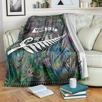 Personalized New Zealand Blanket Aotearoa Symbols With Silver Fern LT03 - Polynesian Pride