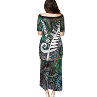 Personalized New Zealand Family Matching Puletasi Dress and Hawaiian Shirt Aotearoa Symbols With Silver Fern LT03 - Polynesian Pride