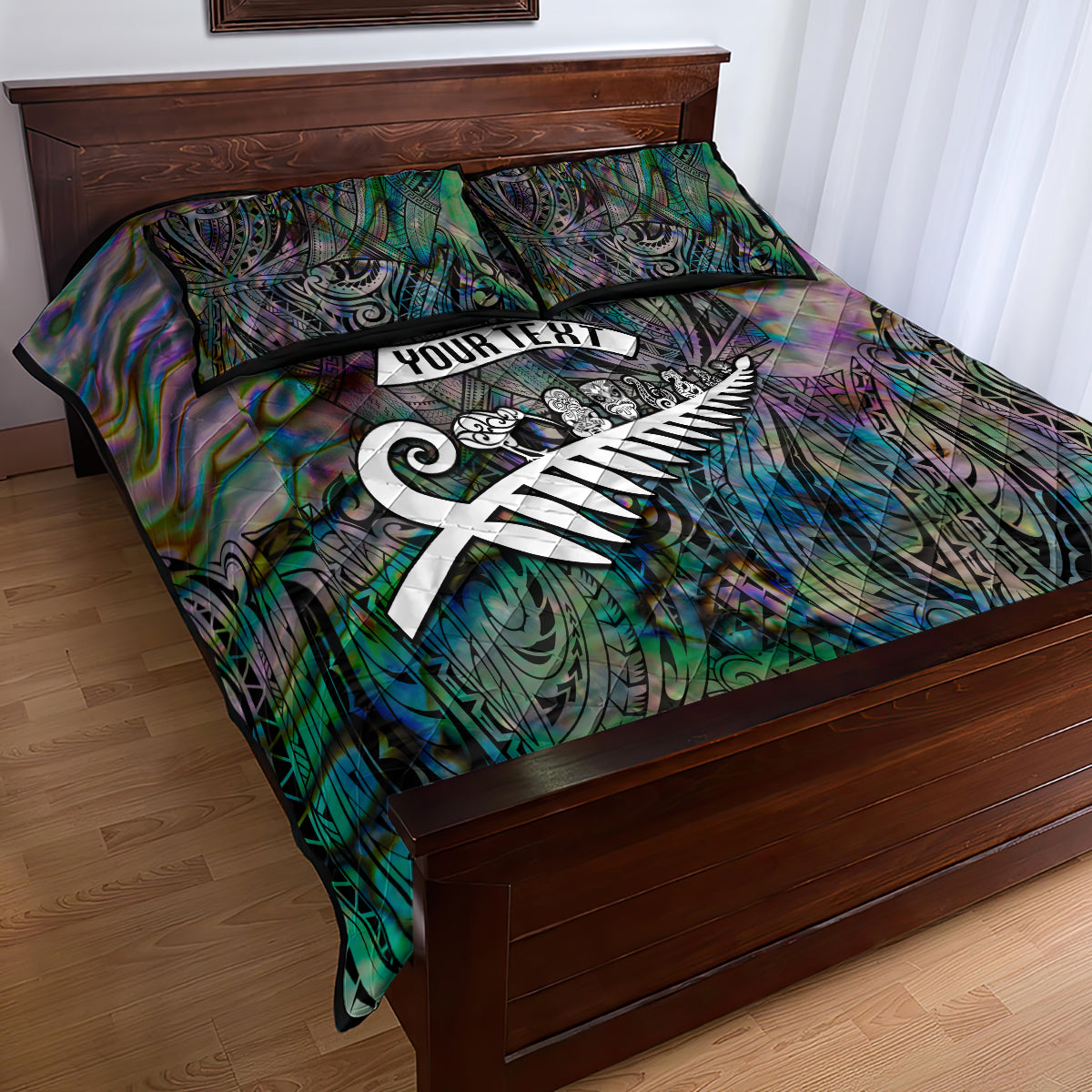 Personalized New Zealand Quilt Bed Set Aotearoa Symbols With Silver Fern LT03 - Polynesian Pride