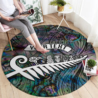 Personalized New Zealand Round Carpet Aotearoa Symbols With Silver Fern LT03 - Polynesian Pride
