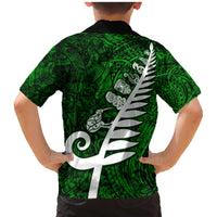 New Zealand Family Matching Mermaid Dress and Hawaiian Shirt Silver Fern and Maori Symbols Papua Shell Green Style LT03 - Polynesian Pride