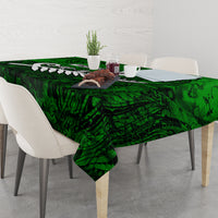 New Zealand Tablecloth Silver Fern and Maori Symbols Papua Shell Green Style LT03 - Polynesian Pride