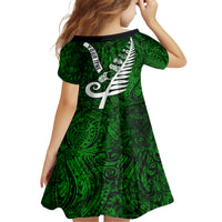 Personalized New Zealand Family Matching Long Sleeve Bodycon Dress and Hawaiian Shirt Silver Fern and Maori Symbols Papua Shell Green Style LT03 - Polynesian Pride