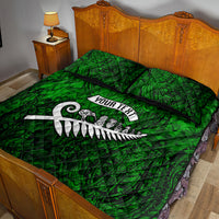 Personalized New Zealand Quilt Bed Set Silver Fern and Maori Symbols Papua Shell Green Style LT03 - Polynesian Pride