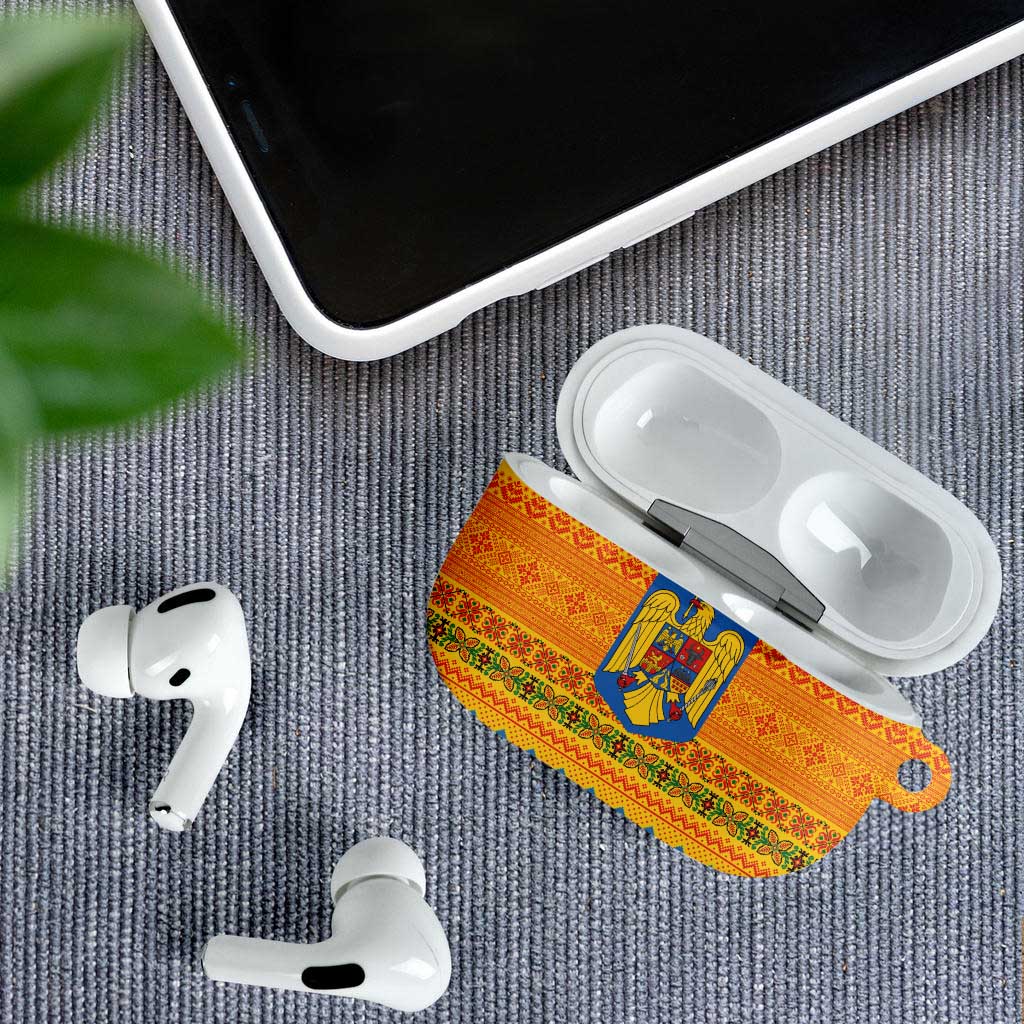 Romania Merry Christmas AirPods Case Romania Emblem Traditional Folk Art - Polynesian Pride