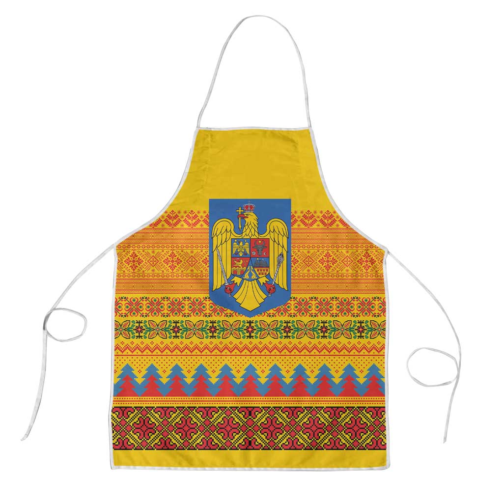 Romania Merry Christmas Apron Romania Emblem Traditional Folk Art - Polynesian Pride