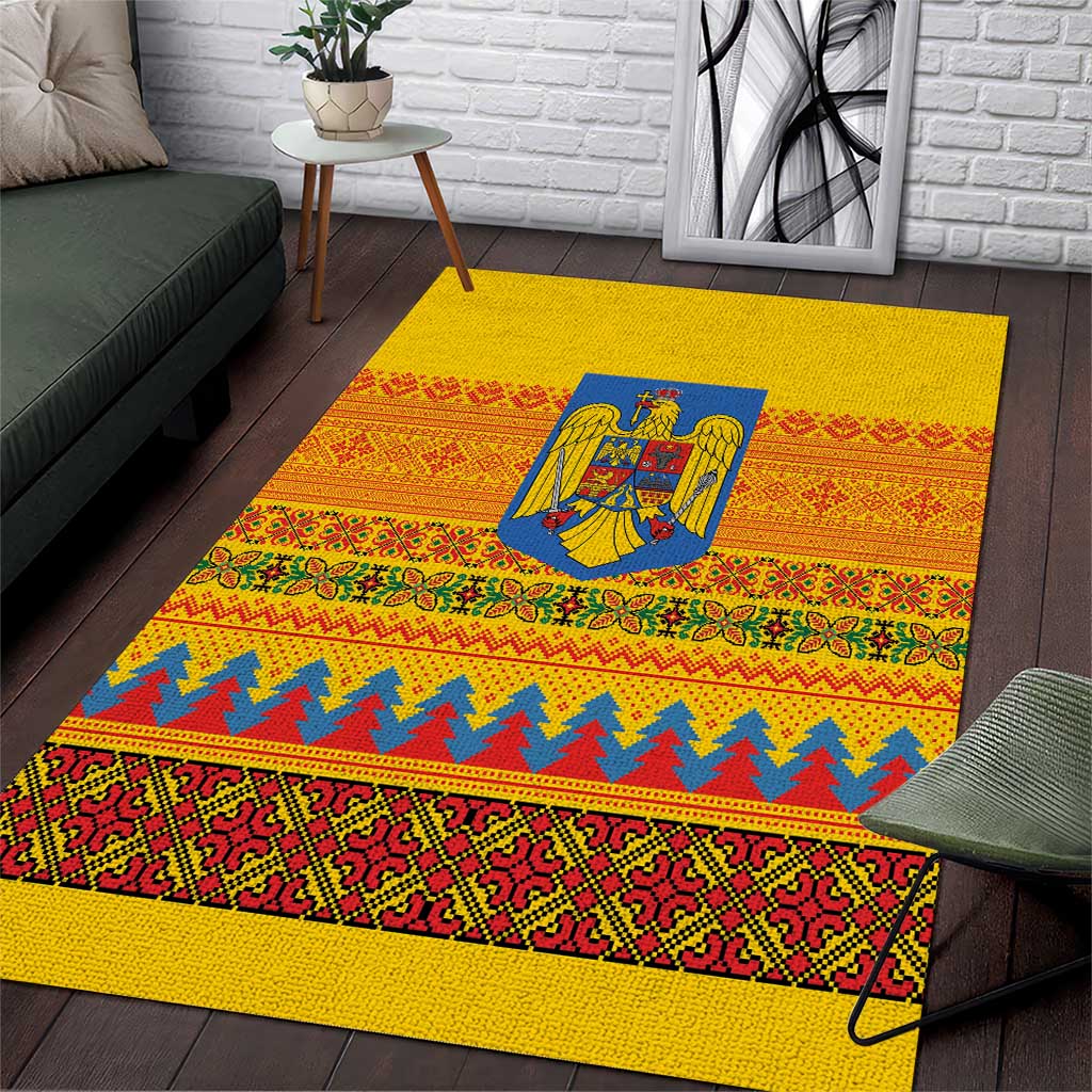 Romania Merry Christmas Area Rug Romania Emblem Traditional Folk Art - Polynesian Pride