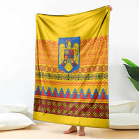 Romania Merry Christmas Blanket Romania Emblem Traditional Folk Art - Polynesian Pride