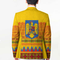 Romania Merry Christmas Blazer Romania Emblem Traditional Folk Art - Polynesian Pride