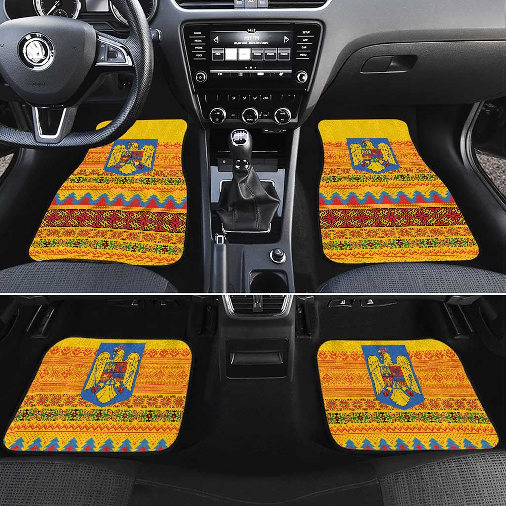 Romania Merry Christmas Car Mats Romania Emblem Traditional Folk Art - Polynesian Pride