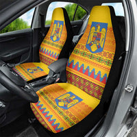Romania Merry Christmas Car Seat Cover Romania Emblem Traditional Folk Art - Polynesian Pride