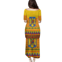 Romania Merry Christmas Family Matching Puletasi and Hawaiian Shirt Romania Emblem Traditional Folk Art - Polynesian Pride