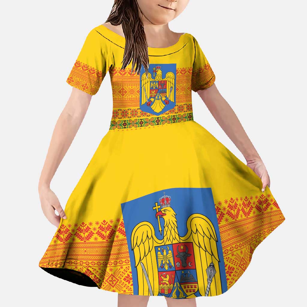 Romania Merry Christmas Family Matching Summer Maxi Dress and Hawaiian Shirt Romania Emblem Traditional Folk Art - Polynesian Pride