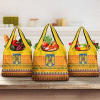 Romania Merry Christmas Grocery Bag Romania Emblem Traditional Folk Art - Polynesian Pride