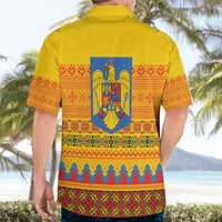 Romania Merry Christmas Hawaiian Shirt Romania Emblem Traditional Folk Art - Polynesian Pride
