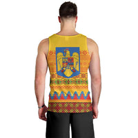 Romania Merry Christmas Men Tank Top Romania Emblem Traditional Folk Art - Polynesian Pride
