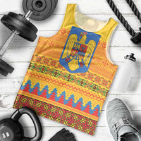 Romania Merry Christmas Men Tank Top Romania Emblem Traditional Folk Art - Polynesian Pride