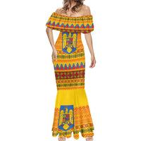 Romania Merry Christmas Mermaid Dress Romania Emblem Traditional Folk Art - Polynesian Pride
