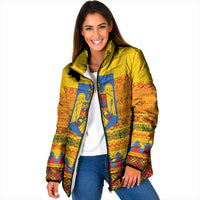 Romania Merry Christmas Padded Jacket Romania Emblem Traditional Folk Art - Polynesian Pride