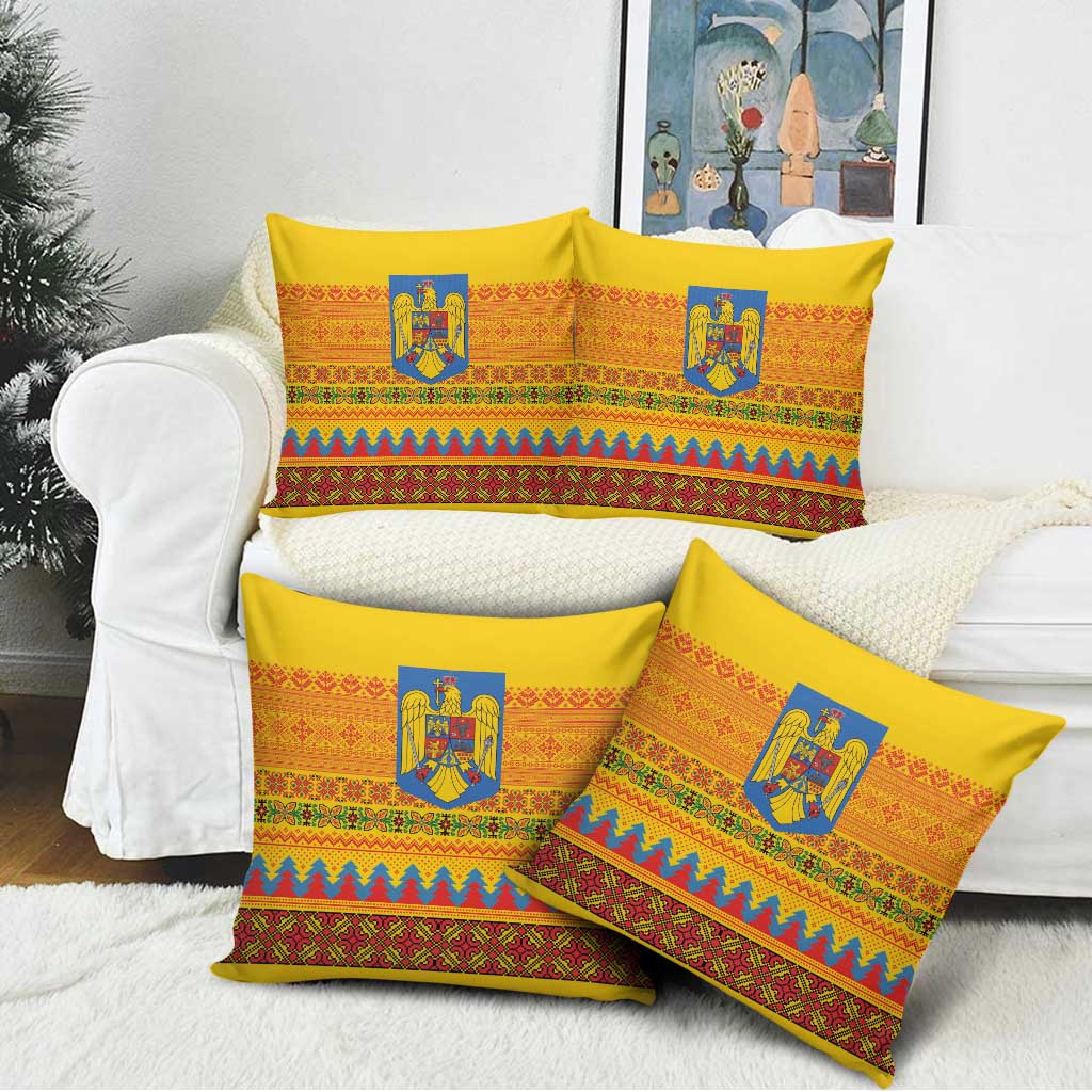 Romania Merry Christmas Pillow Cover Romania Emblem Traditional Folk Art - Polynesian Pride