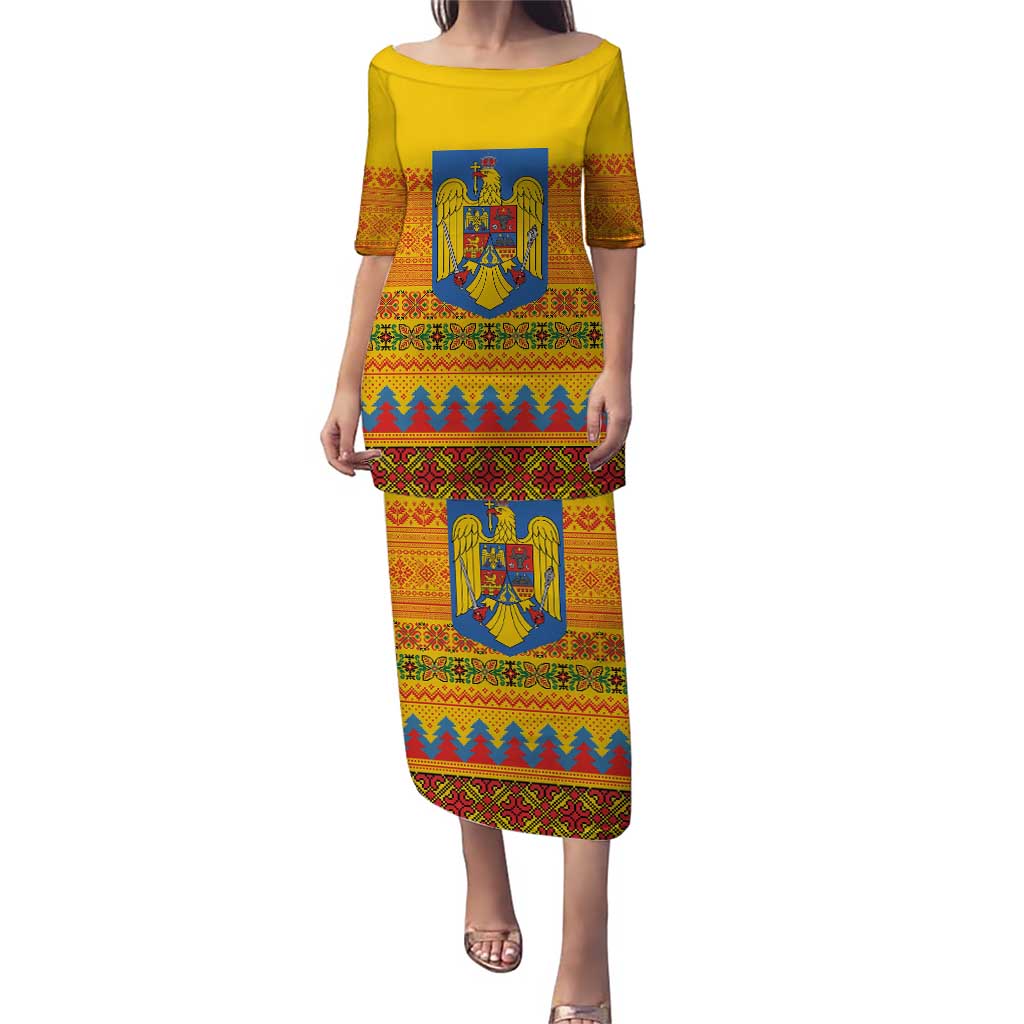 Romania Merry Christmas Puletasi Romania Emblem Traditional Folk Art - Polynesian Pride