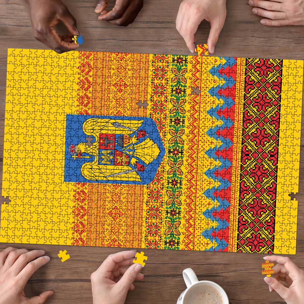 Romania Merry Christmas Puzzle Romania Emblem Traditional Folk Art - Polynesian Pride