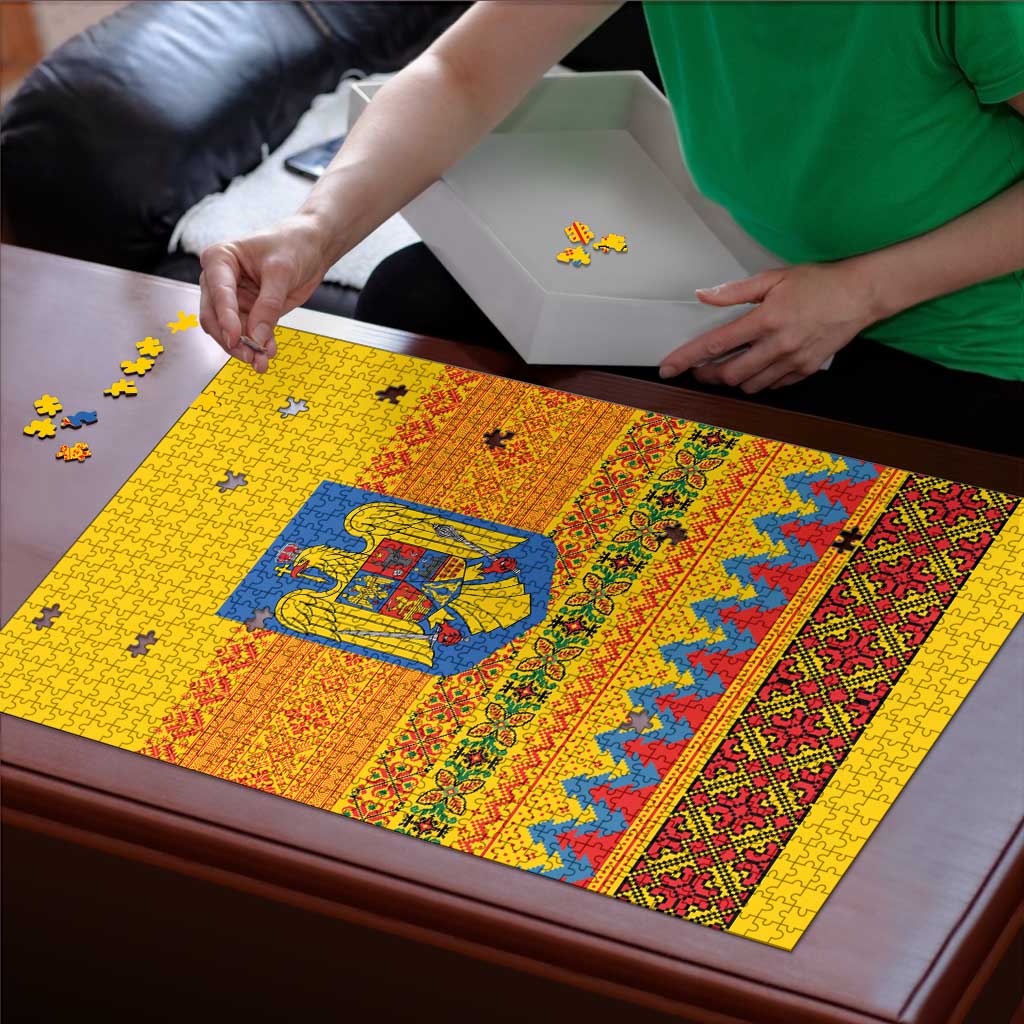 Romania Merry Christmas Puzzle Romania Emblem Traditional Folk Art - Polynesian Pride
