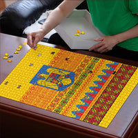 Romania Merry Christmas Puzzle Romania Emblem Traditional Folk Art - Polynesian Pride