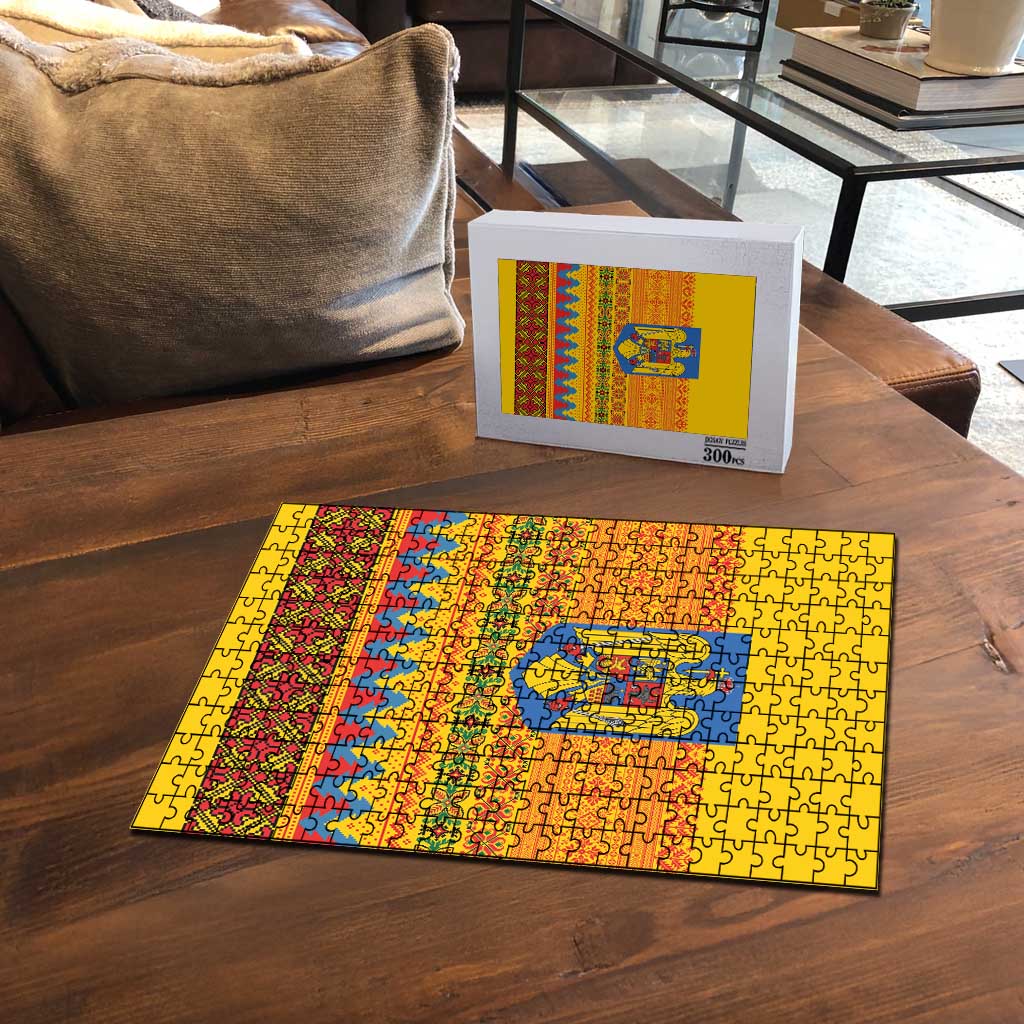 Romania Merry Christmas Puzzle Romania Emblem Traditional Folk Art - Polynesian Pride