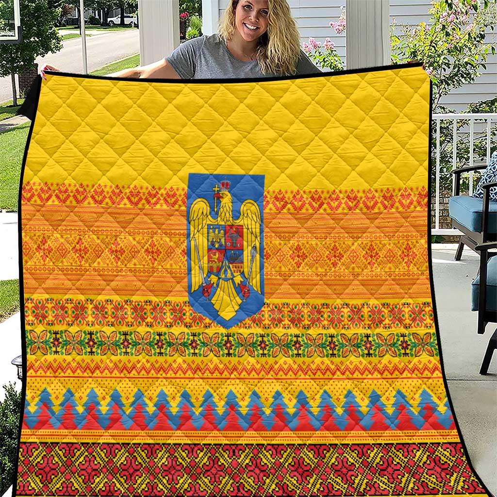 Romania Merry Christmas Quilt Romania Emblem Traditional Folk Art - Polynesian Pride