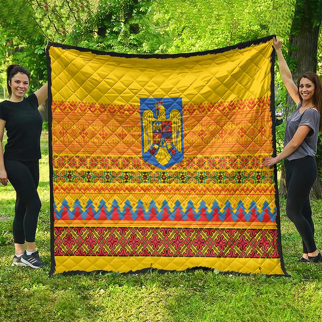 Romania Merry Christmas Quilt Romania Emblem Traditional Folk Art - Polynesian Pride