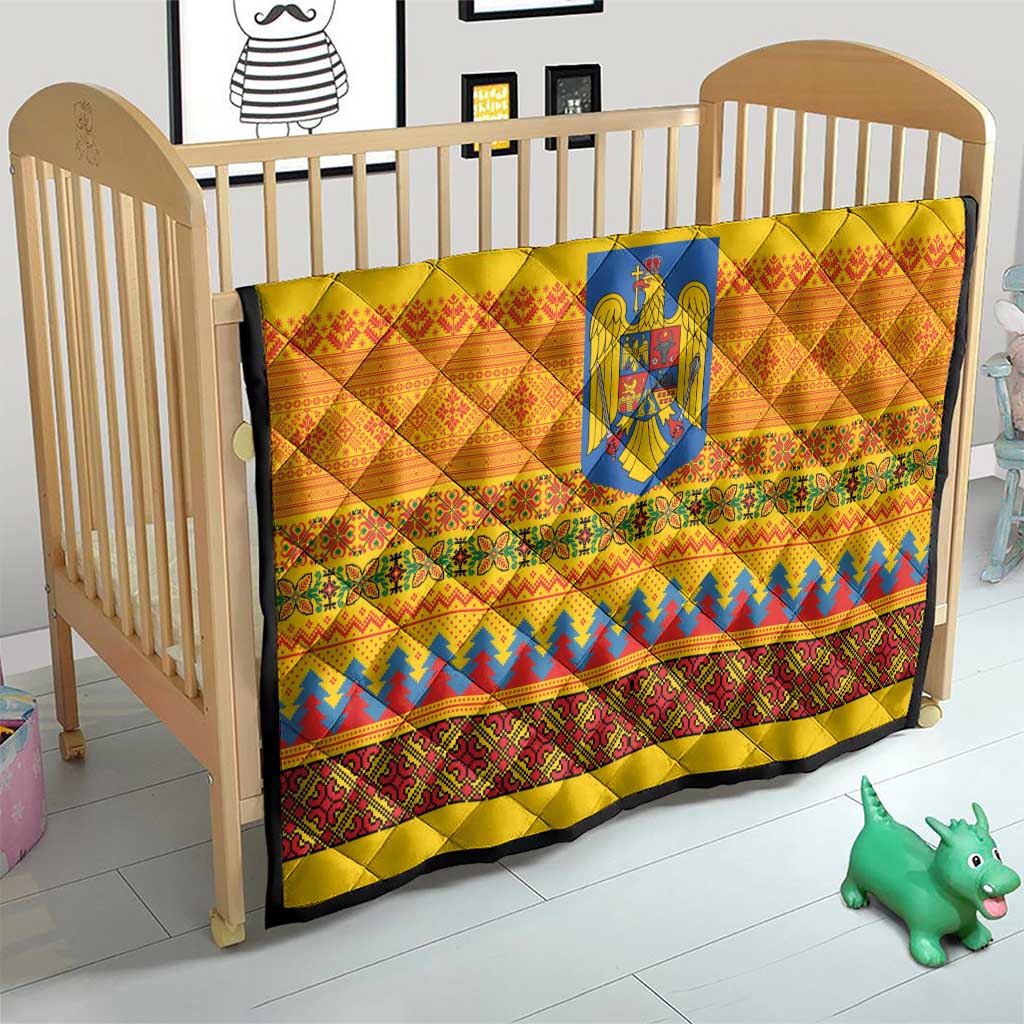 Romania Merry Christmas Quilt Romania Emblem Traditional Folk Art - Polynesian Pride