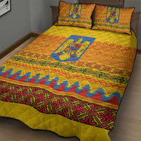 Romania Merry Christmas Quilt Bed Set Romania Emblem Traditional Folk Art - Polynesian Pride