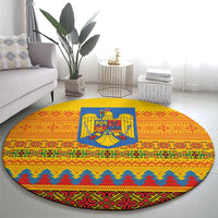 Romania Merry Christmas Round Carpet Romania Emblem Traditional Folk Art - Polynesian Pride