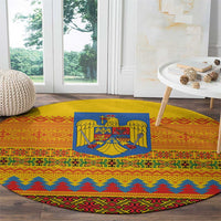 Romania Merry Christmas Round Carpet Romania Emblem Traditional Folk Art - Polynesian Pride