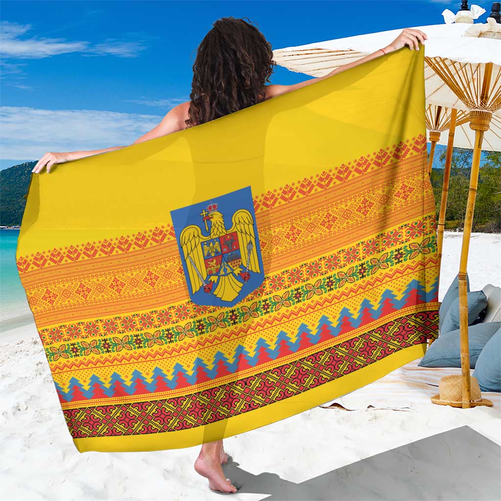 Romania Merry Christmas Sarong Romania Emblem Traditional Folk Art - Polynesian Pride