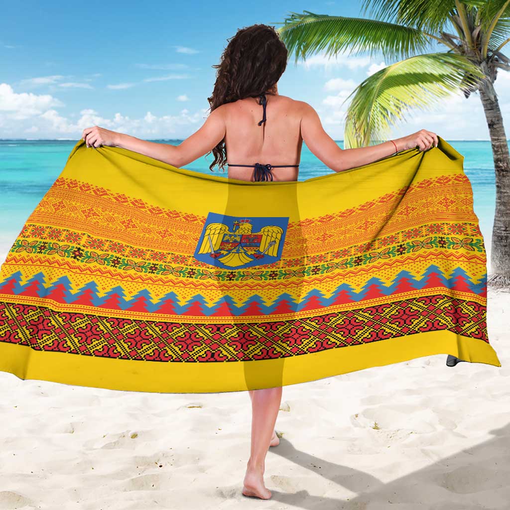 Romania Merry Christmas Sarong Romania Emblem Traditional Folk Art - Polynesian Pride