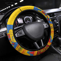 Romania Merry Christmas Steering Wheel Cover Romania Emblem Traditional Folk Art - Polynesian Pride