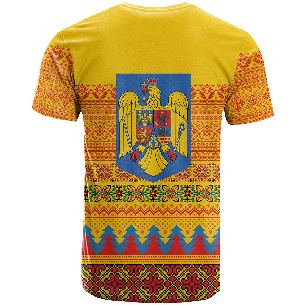 Romania Merry Christmas T Shirt Romania Emblem Traditional Folk Art - Polynesian Pride