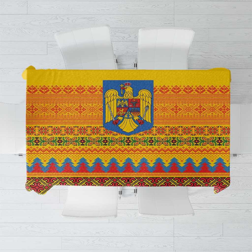 Romania Merry Christmas Tablecloth Romania Emblem Traditional Folk Art - Polynesian Pride
